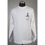 Dave MacKay signed white Tottenham Hotspur 1967 FA Cup final retro jersey, Score Draw, long-