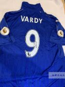 Jamie Vardy signed blue Leicester City replica No.9 'golden lions' reigning Premier League champions