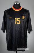 Jacky Peeters black Belgium 2000 European Championship no.15 away jersey, Nike, short-sleeved with