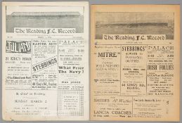 Two Reading v Chelsea programmes, F.L. Division Two fixtures, 27th August 1927 (punch-holed) and