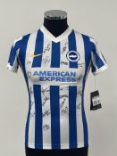 Squad signed blue and white Brighton & Hove Albion Women's F.C. Replica home jersey, season 2021-22,