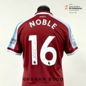 Mark Noble signed claret and blue West Ham United no.16 home jersey, season 2021-22, match-issue,