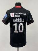 Owen Farrell signed black Saracens no.10 home jersey, season 2021-22, match-issue, Castore, short-