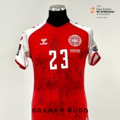 Pierre-Emile Hojbjerg squad signed red and white Denmark no.23 jersey v Moldova, played at Stadionul
