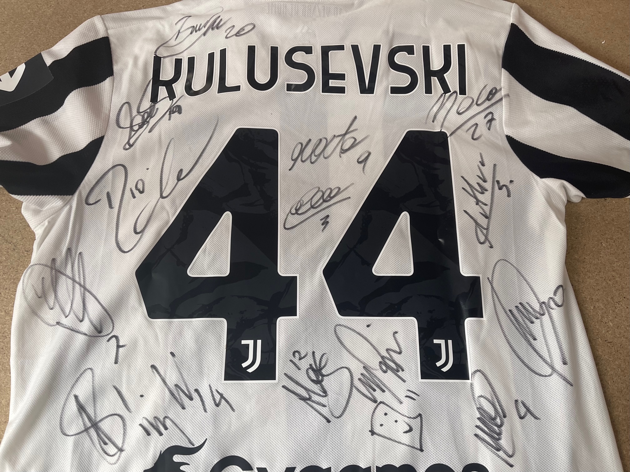 Dejan Kulusevski squad signed white and black Juventus FC no.44 home jersey, season 2021-22, match- - Image 3 of 3