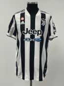 Dejan Kulusevski squad signed white and black Juventus FC no.44 home jersey, season 2021-22, match-