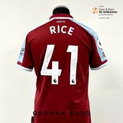 Declan Rice signed claret and blue West Ham United no.41 home jersey, season 2021-22, match-issue,