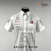 Lewis Hamilton and Valtteri Bottas signed white Mercedes Petronas F1 Tommy Hilfiger shirt, circa