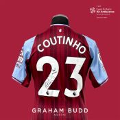 Philippe Coutinho signed blue and claret Aston Villa no.23 home jersey, season 2021-22, match-issue,