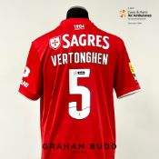 Jan Vertonghen signed red SL Benfica no.5 home jersey, season 2021-22, match-issue, Adidas, short-