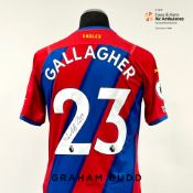 Conor Gallagher signed red and blue Crystal Palace no.23 home jersey, season 2021-22, match-issue,