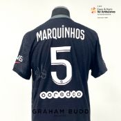 Marquinhos signed black and grey Paris Saint-Germain Replica no.5 third choice jersey, season 2021-