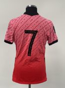 Son Heung-min signed pink and red South Korea FIFA World Cup Qatar 2022 Qualifiers no.7 home jersey,