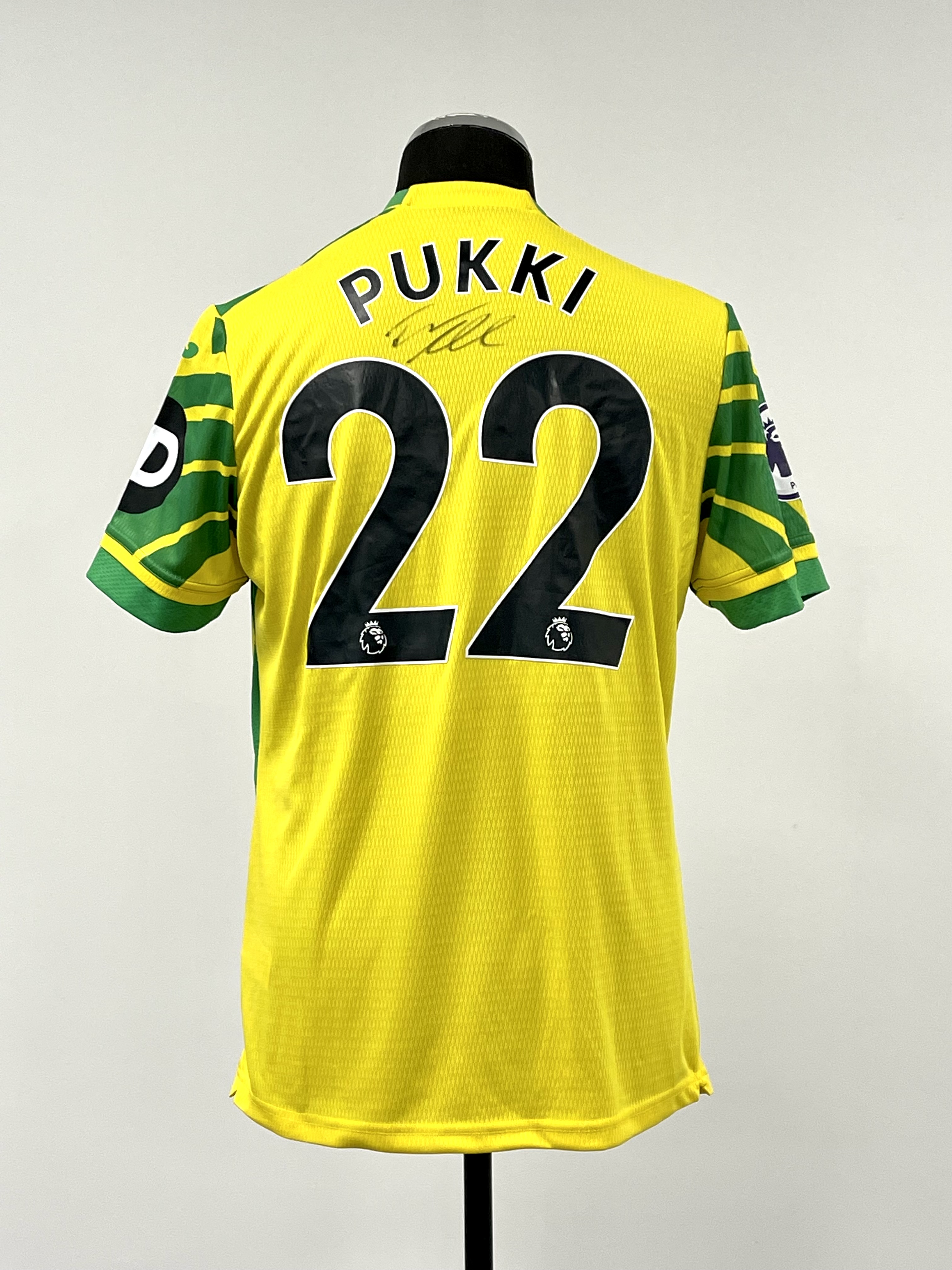 Teemu Pukki signed yellow and green Norwich City Replica no.22 home jersey, season 2021-22, Joma, - Image 3 of 3