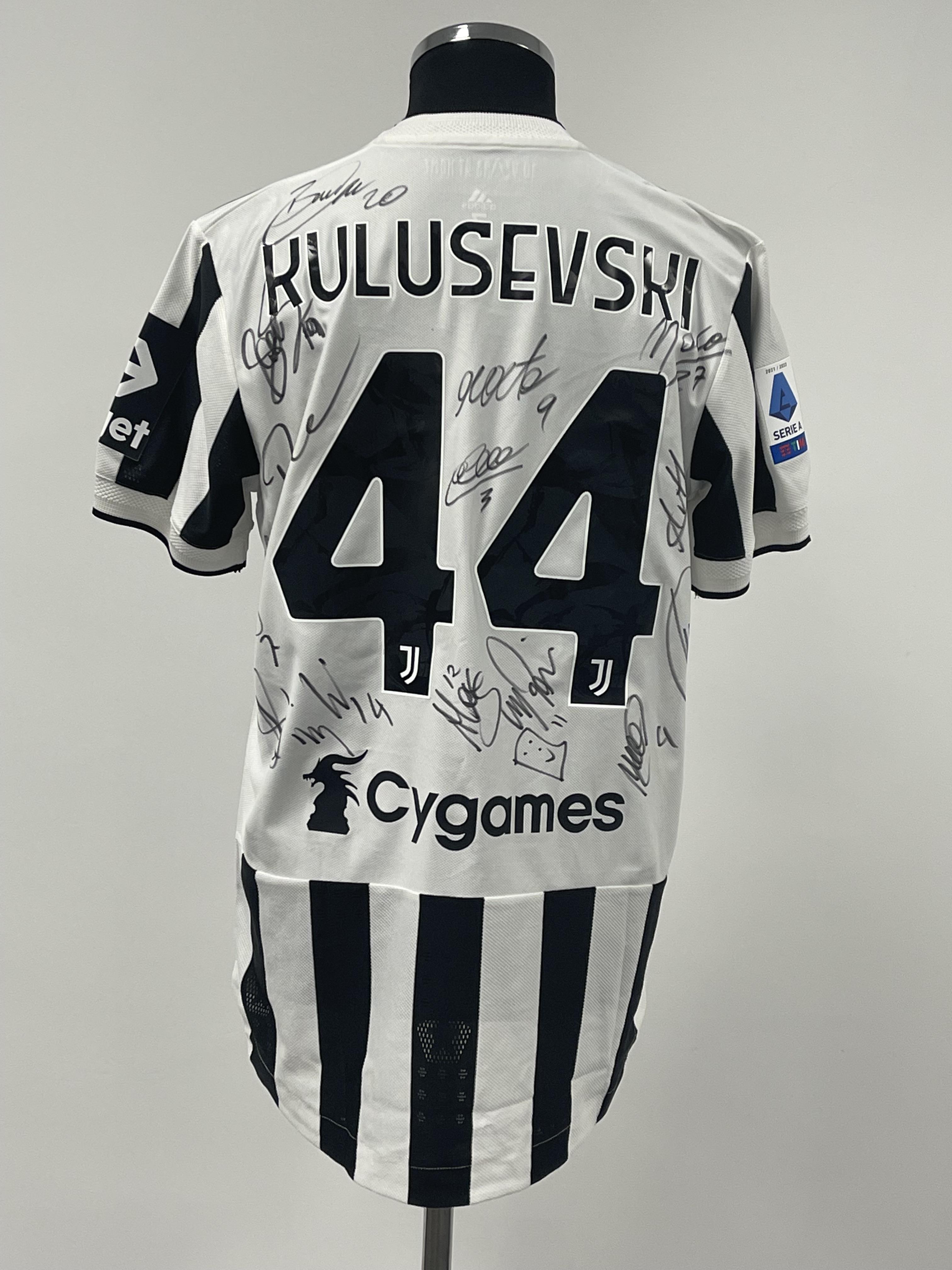 Dejan Kulusevski squad signed white and black Juventus FC no.44 home jersey, season 2021-22, match- - Image 2 of 3