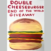 David Shrigley (British, b.1968) 'Double Cheeseburger End of the World Giveaway', Screenprint in