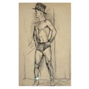 Dame Laura Knight DBE RA RWS (British, 1877–1970) 'Circus Performer',  Charcoal and pencil on paper,