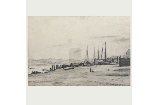 Laurence Stephen Lowry RBA RA (British, 1887-1976) 'Boats at Lytham St Anne's, Lancashire', dated - Image 1 of 4