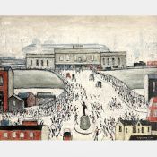 Laurence Stephen Lowry RBA RA (British, 1887-1976) 'Station Approach', Lithograph on wove paper.