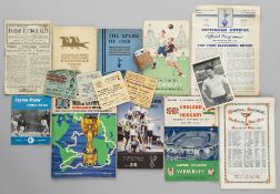 Programmes, tickets and memorabilia, including Dave Mackay signed photo, 1966 World Cup souvenir tea