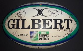 2003 RWC Size 5 Gilbert Official Winners Rugby Ball signed signed by 21 England squad, Phil Vickery,