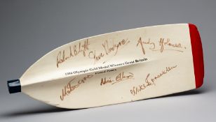 Great Britain Coxed Four Los Angeles 1984 Olympic Games gold medal winners signed rowing blade,