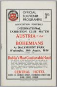 Republic of Ireland Bohemians international exhibition programme v FC Austria, played at Dalymount