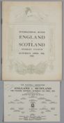 England v Scotland international match programme and team line-up card, played at Wembley Stadium,
