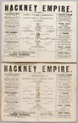 Two Clapton Orient home programmes, v Grimsby 1911-12 and v Tottenham Hotspur 1915-16, each fair