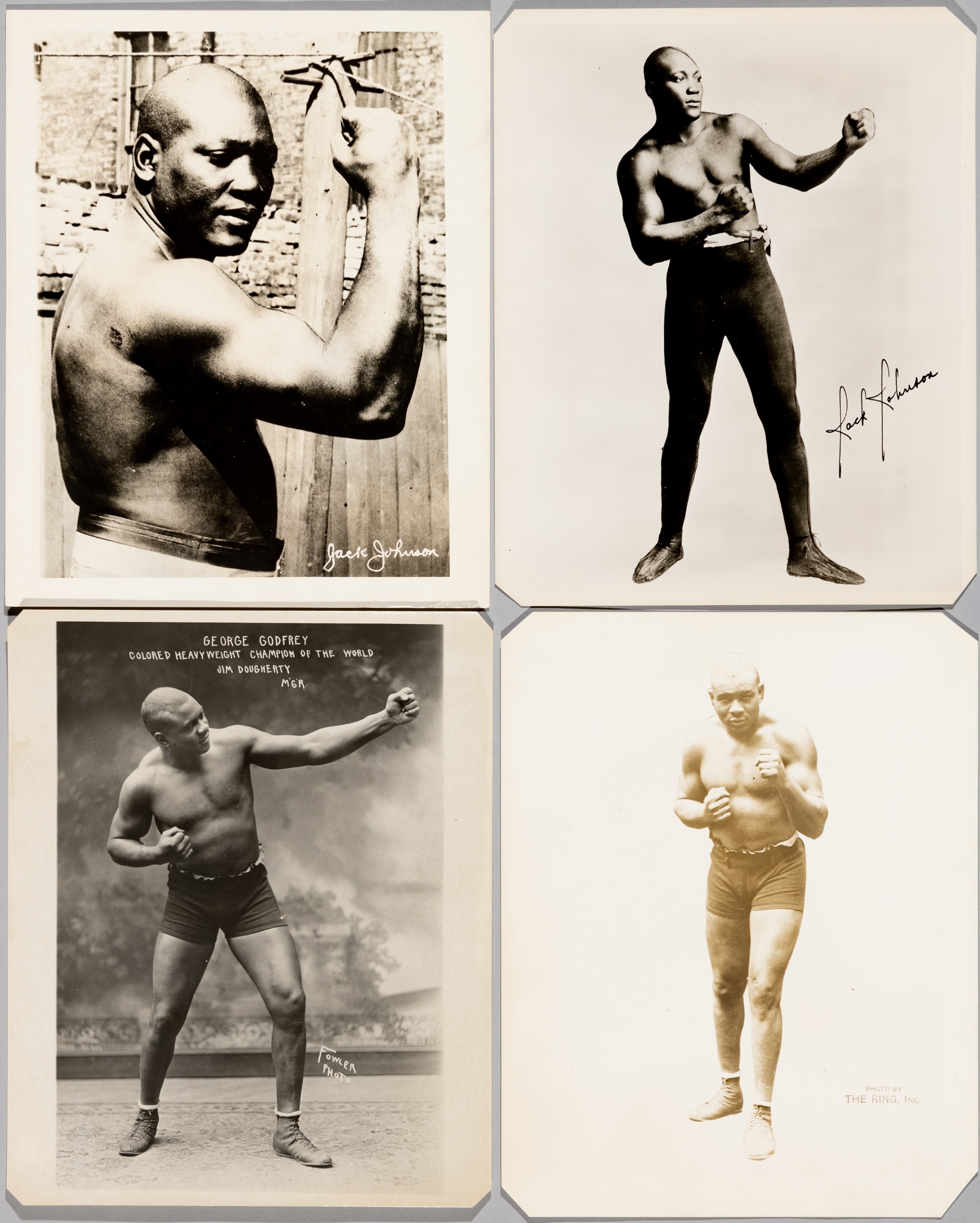 Boxing: Heavyweight pairs, four 10 by 8in. photographs, Bob Fitzsimmons with sparring partner, Primo