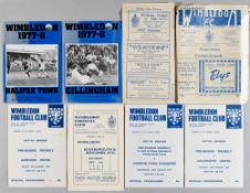 Selection of Wimbledon programmes including first season in League 1977-78, full set home League (