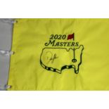 Dustin Johnson (USA) signed 2020 US Masters Golf flag,  Comes with exact photo proof and COA. (2