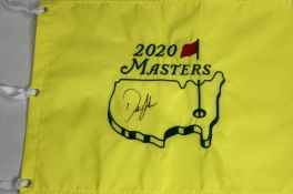 Dustin Johnson (USA) signed 2020 US Masters Golf flag,  Comes with exact photo proof and COA. (2