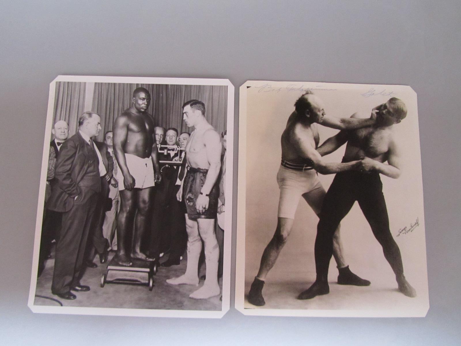 Boxing: Jack Johnson and George Godfrey four sepia 10 by 8in. heavyweight boxer photographs, two - Image 3 of 4