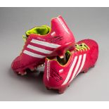 Arsenal and Poland's Lukasz Fabianski signed Adidas Predator football boots, pink and white football
