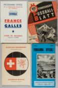 Wales away programmes, 1949-65, includes at Switzerland 26th May 1949; at France 14th May 1953; at