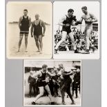 Boxing: Jack Dempsey with opponents and sparring partners three b&w / sepia-toned 10 by 8in.