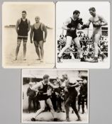 Boxing: Jack Dempsey with opponents and sparring partners three b&w / sepia-toned 10 by 8in.