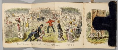 Punch's Pocket Book 1880, with a coloured fold-out illustration frontispiece devoted to lawn tennis,