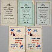 Scotland v England international programmes, all played at Hampden Park in the 1930s, includes
