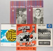 Five European football programmes, including CF Barcelona v Wolverhampton Wanderers, 10th February