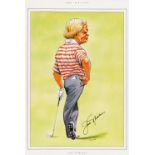 Golf: Jack Nicklaus signed caricature, a bookplate from the John Ireland caricature book, nicely