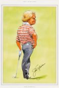 Golf: Jack Nicklaus signed caricature, a bookplate from the John Ireland caricature book, nicely