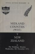 Two autographed Rugby Union programmes, Midlands Counties v New Zealand 6th December 1972, fully