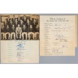 Official Australian cricket 1948 autographed team sheet, signed by all 18 tour party, includes