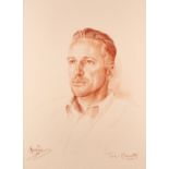 Jocelyn Galsworthy (British, b.1942) 'Ian Botham', dated 2004, red chalk portrait drawing of Botham,