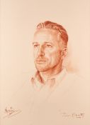 Jocelyn Galsworthy (British, b.1942) 'Ian Botham', dated 2004, red chalk portrait drawing of Botham,