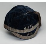 Two international football caps, a Scottish Junior Football League representative cap, 1910, navy