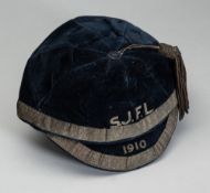 Two international football caps, a Scottish Junior Football League representative cap, 1910, navy