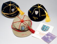 A group of three representative caps awarded to Paul Bradshaw,  comprising a England cap for the
